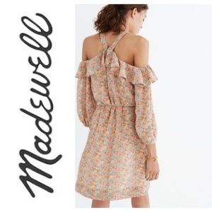 Madewell Forsythia Cold Shoulder Silk Dres…
